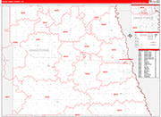 Grand Forks County Wall Map Red Line Style